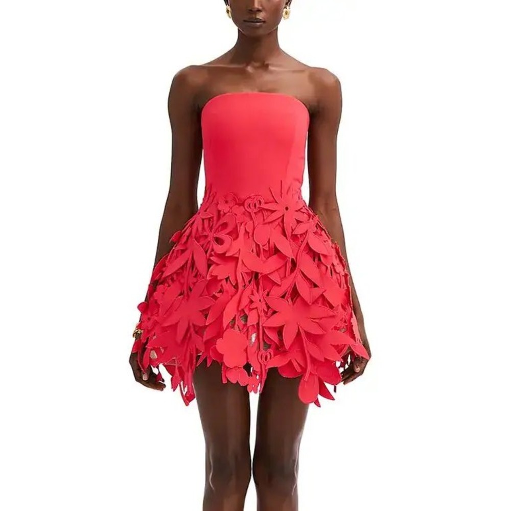 NWT Oscar de la Renta Strapless Papercut Mini Cocktail Dress $9,490 - Size US 10
